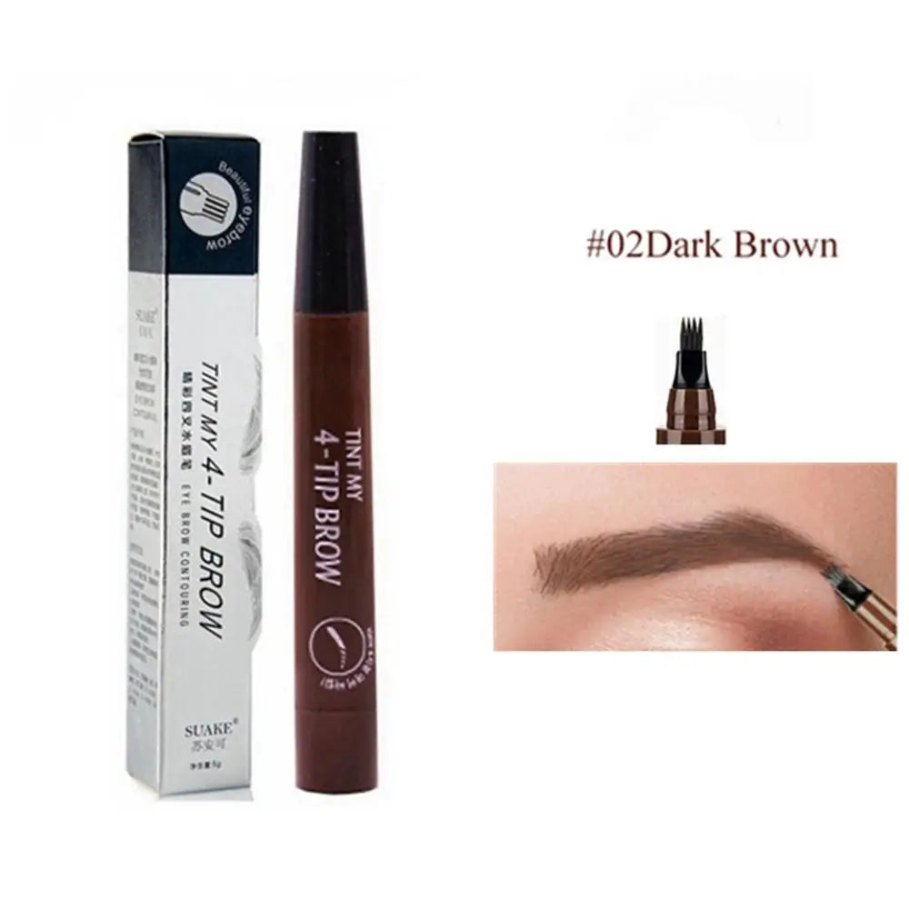 5 Couleurs Crayon à Sourcils Imperméable 4 Fourche Pointe Sourcil Tatouage Longue Durée Naturel Foncé Brun.