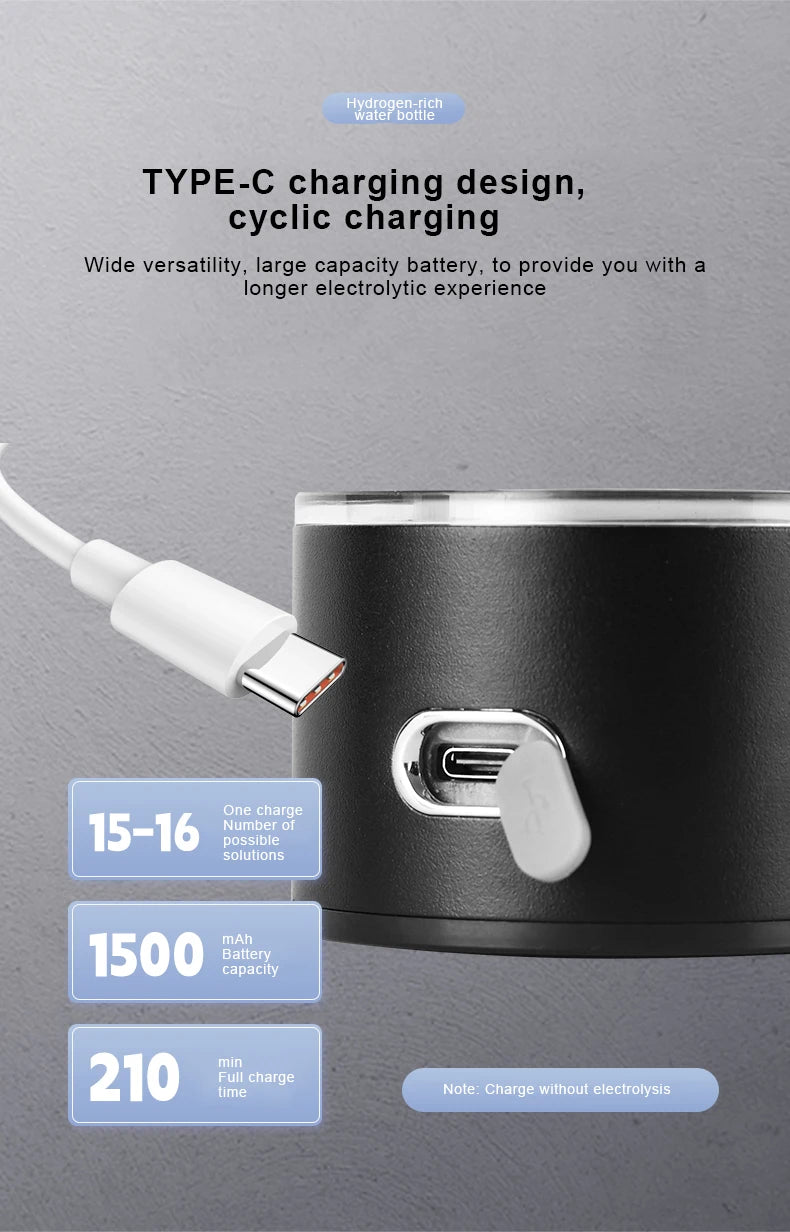 YenvQee 2025 Nouveau corps en verre SPE/PEM Bouteille de générateur d'eau électrolytique alcaline riche en hydrogène
