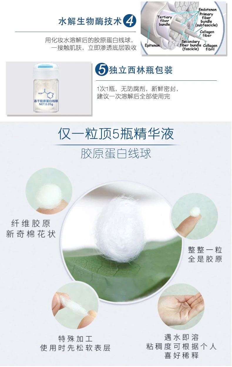 Sérum coréen pour le visage à base de protéines de soie hydrolysées et de collagène.