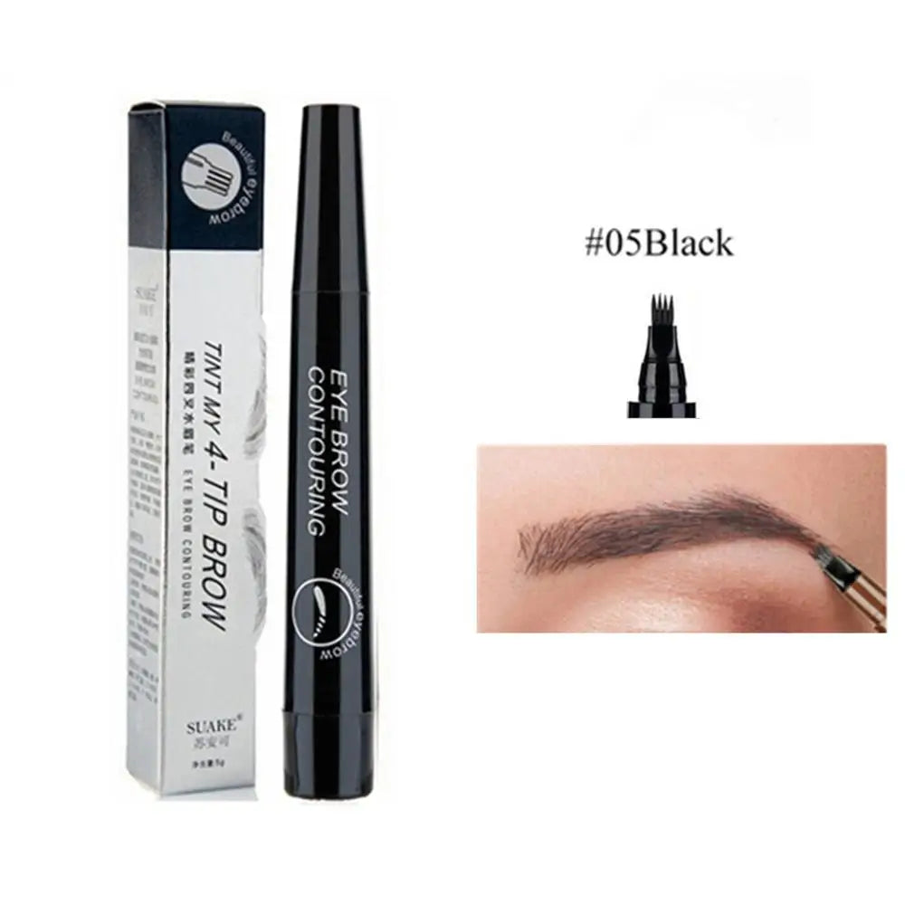 5 Couleurs Crayon à Sourcils Imperméable 4 Fourche Pointe Sourcil Tatouage Longue Durée Naturel Foncé Brun.