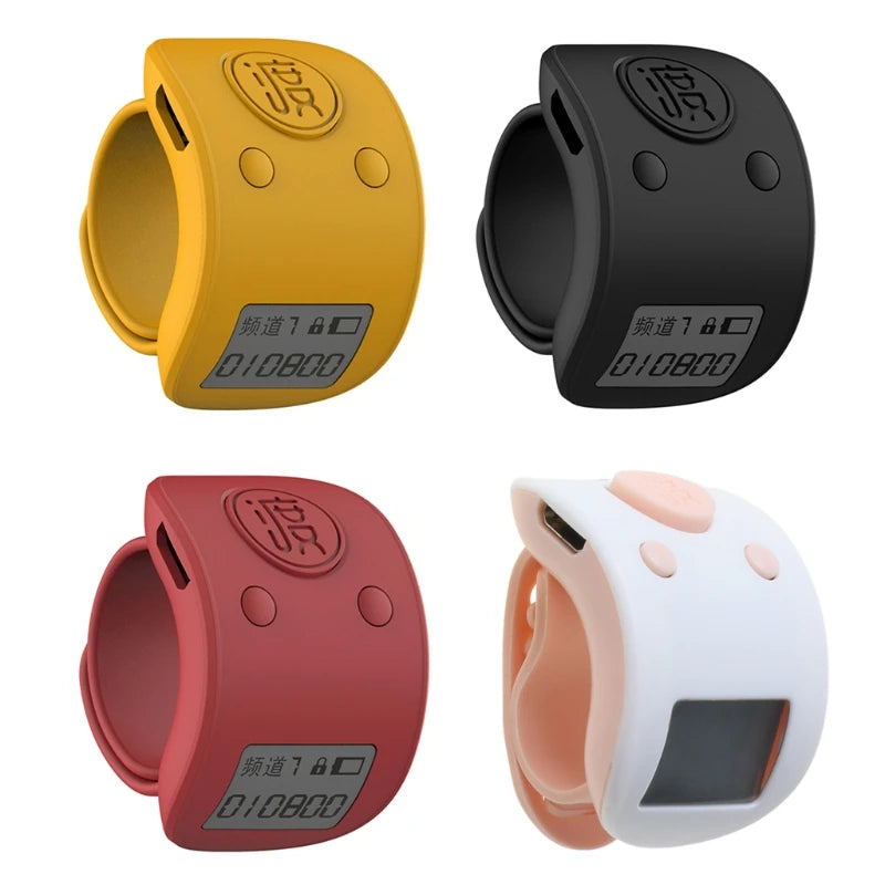 Mini numérique LCD électronique anneau de doigt compteur à main compteur de prière à 9 chiffres compteurs rechargeables Clicker cadeau