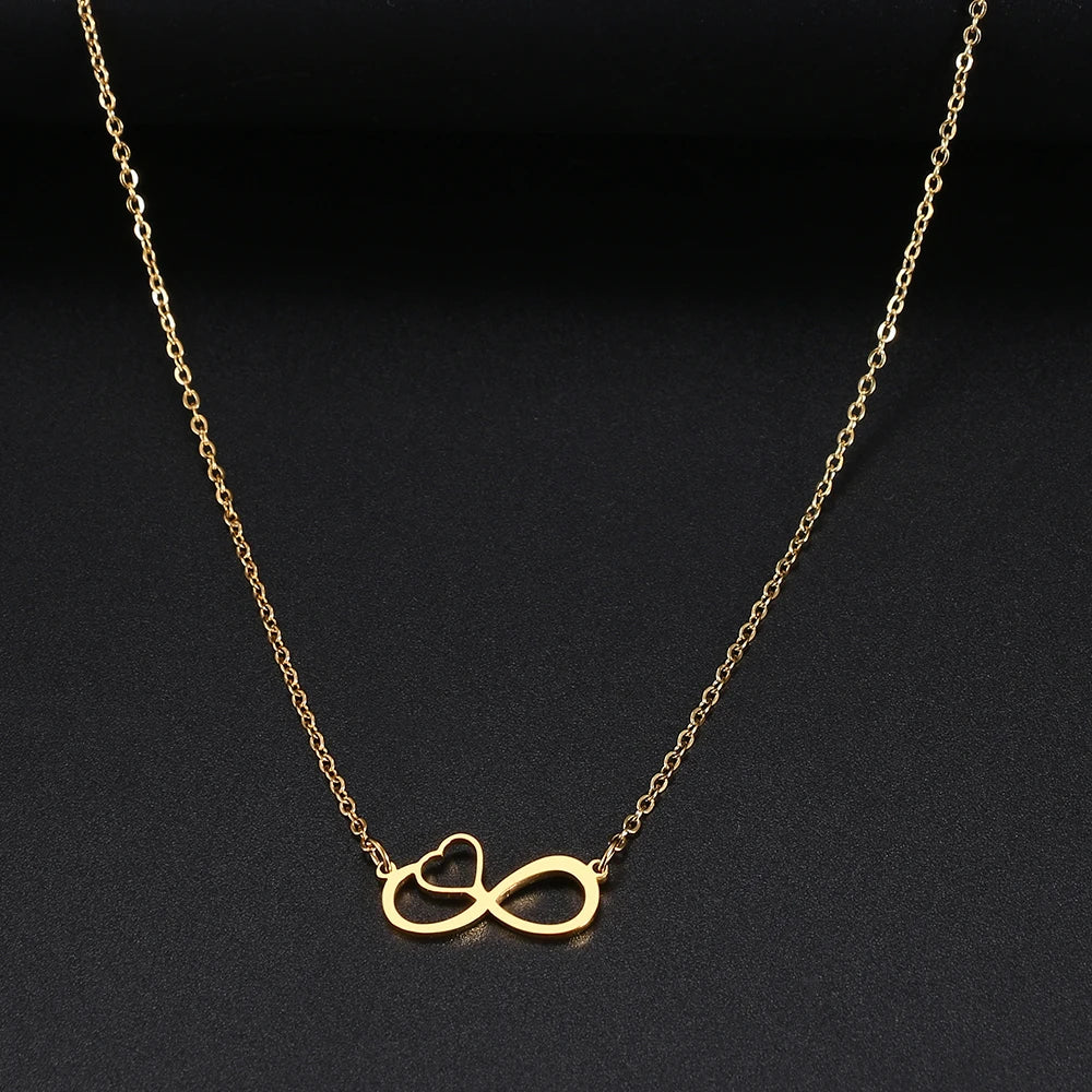 Colliers en acier inoxydable avec pendentif en forme de cœur et symbole de l'infini pour femmes, bijoux tendance, cadeaux de fête, nouveauté 2025.
