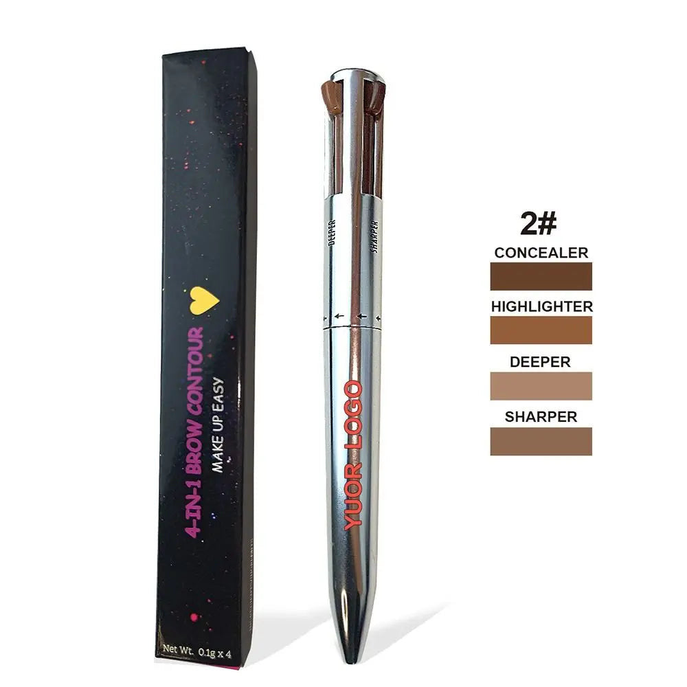 Crayon Maquillage 4-en-1 Waterproof .l'outil essentiel pour des sourcils et des yeux impeccables. Ce crayon polyvalent combine eyeliner, crayon à sourcils et contour.