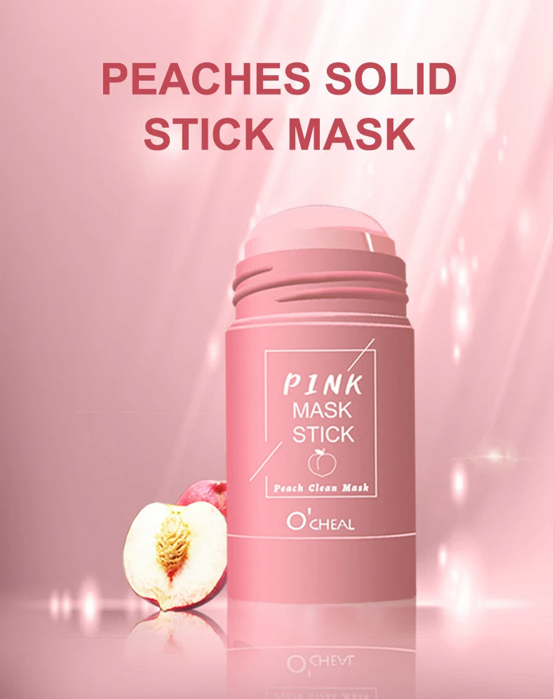 Masque facial solide Stick Thé vert Miel Pêche Nettoyage des pores Hydratant Long charbon de bois Aubergine Film de boue