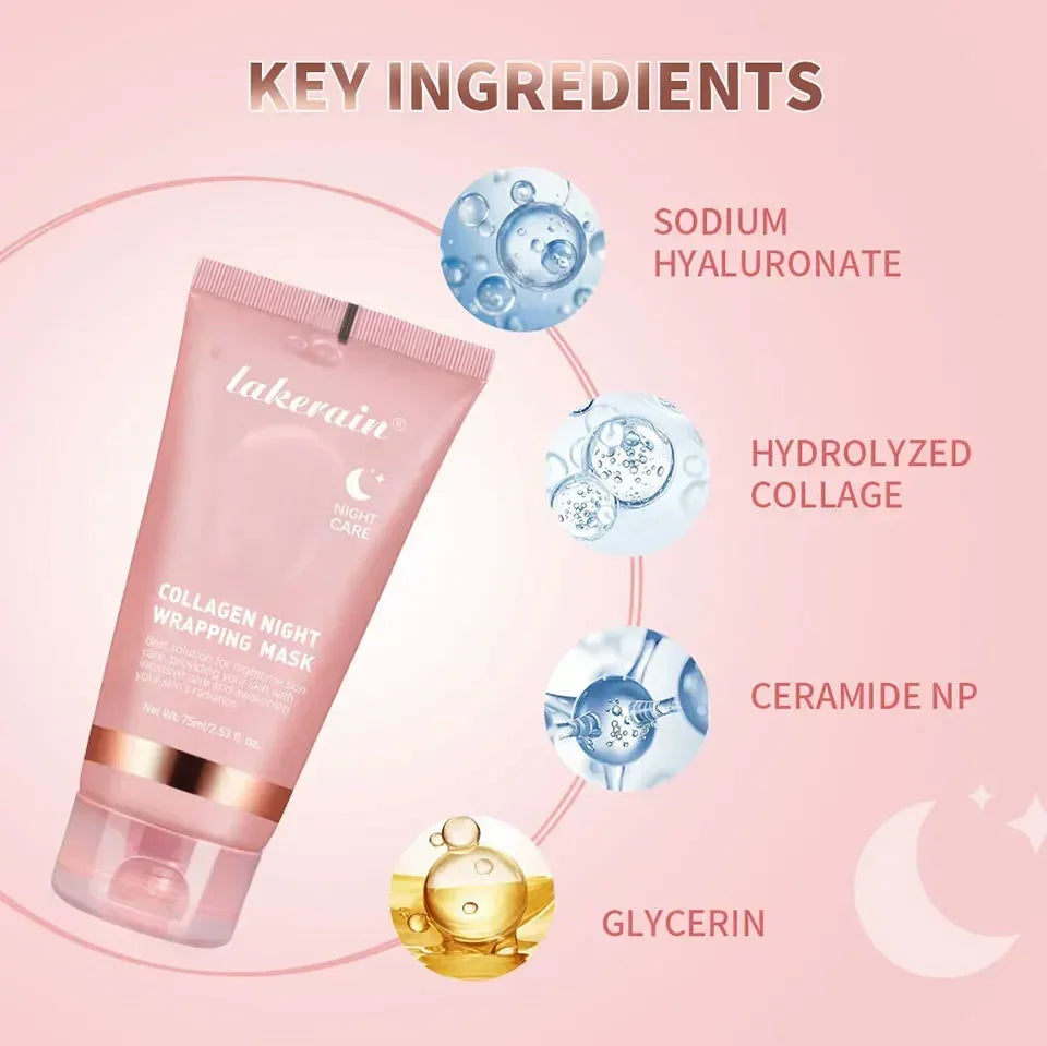 Masque de collagène de nuit Rajeunissement Hydratant Éclaircissant Masque facial coréen pour Rendre la peau éclatante.