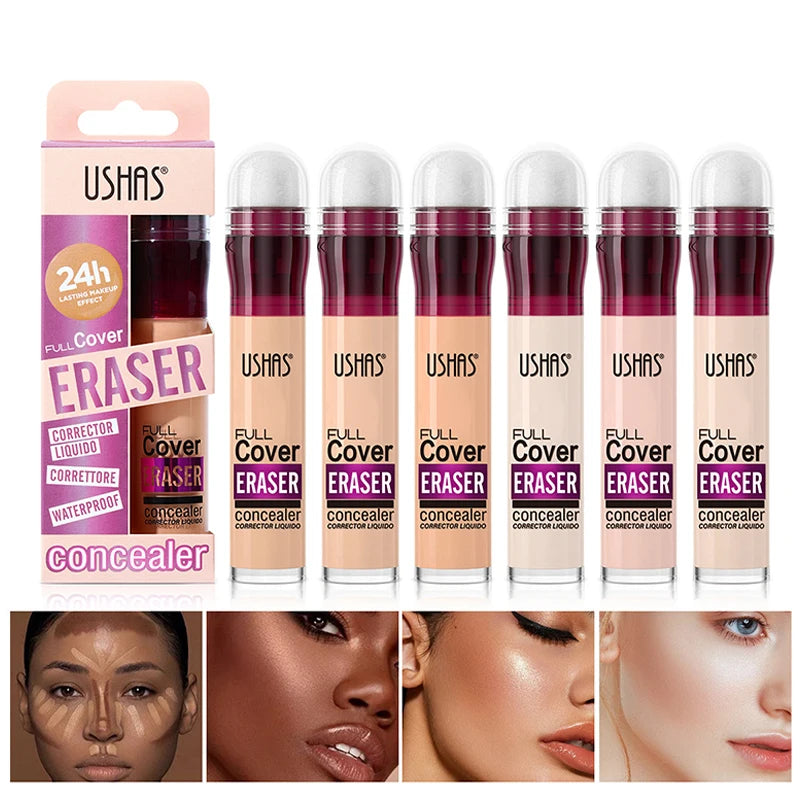 USHAS 12 couleurs tête d'éponge rotative fond de teint liquide anti-correcteur longue durée liquide n'enlève pas le maquillage correcteur imperméable