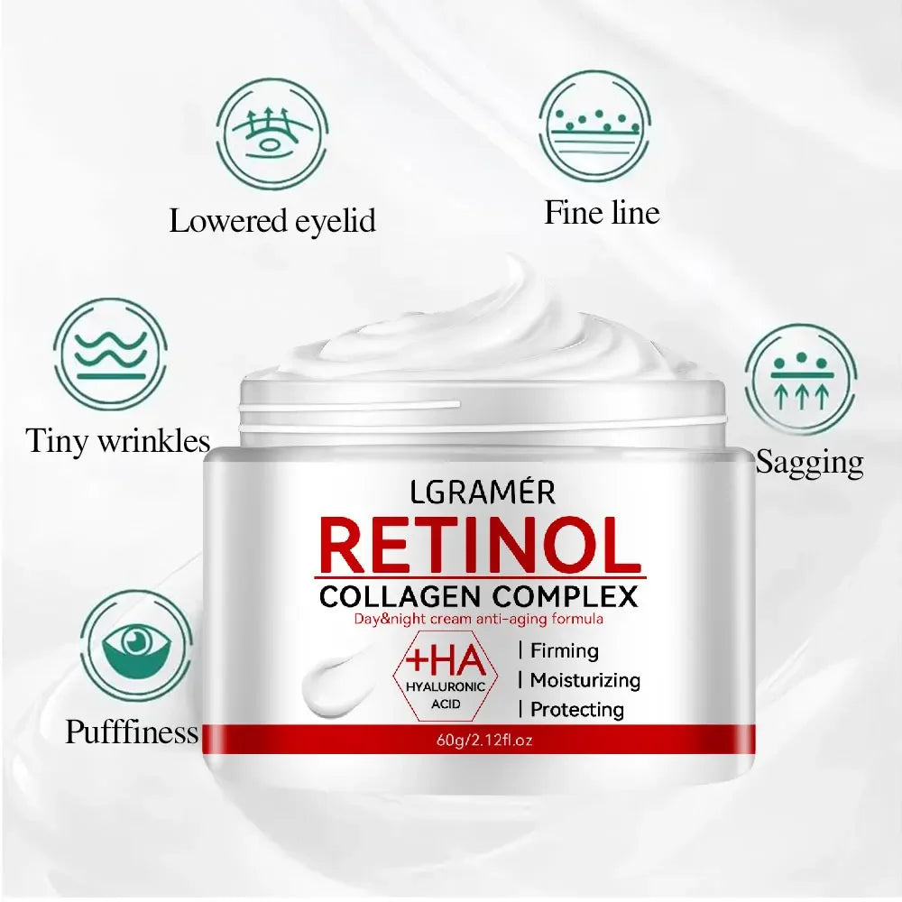 Crème raffermissante au rétinol et Collagène Rides lisses Crème pour le visage, hydratante et Éclaircissante