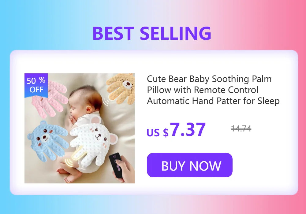 Cartoon Bear Baby Sleep Aid Newborn Soothing Pillow Comforting Hand Detachable with Remote for Comfortable Newborns Sleeping