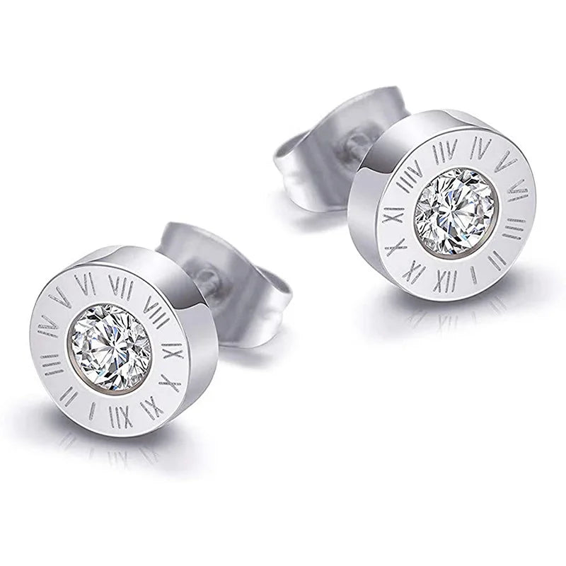 Boucles d'oreilles à clous en acier inoxydable et acrylique pour homme et femme, bijoux vintage avec chiffres romains.