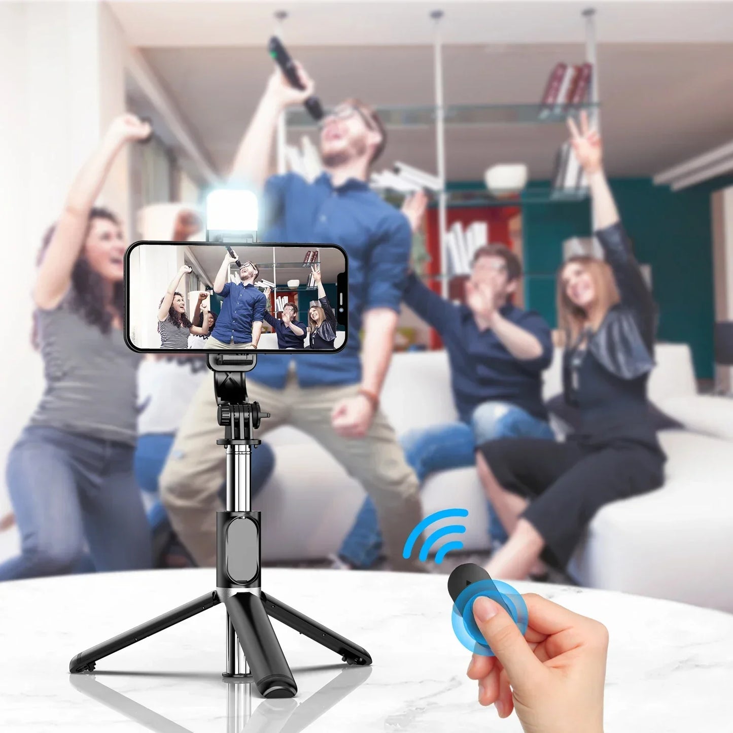 360 Rotate Mobile Phone Holder Selfie Stick Tripod Outdoor Photography Vlog Video Recording with Wireless Remote For Smart phone