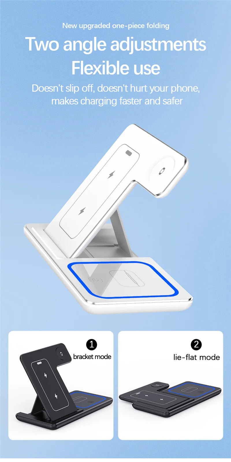 Support de chargeur sans fil pliable 3 en 1 pour iPhone 15 14 13 12 Pro Max Mini iWatch AirPods 3/2 Support de station de charge rapide
