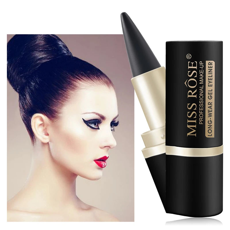 Eyeliner imperméable à séchage rapide, mat à extrémité unique noir solide.