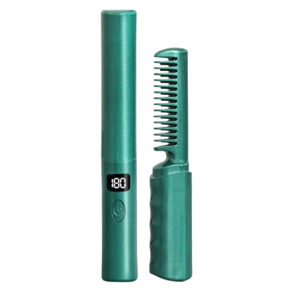 Brosse à lisser anti-brûlures USB Rechargeable électrique peigne à cheveux raides chauffage peigne lisse sans fil soins capillaires