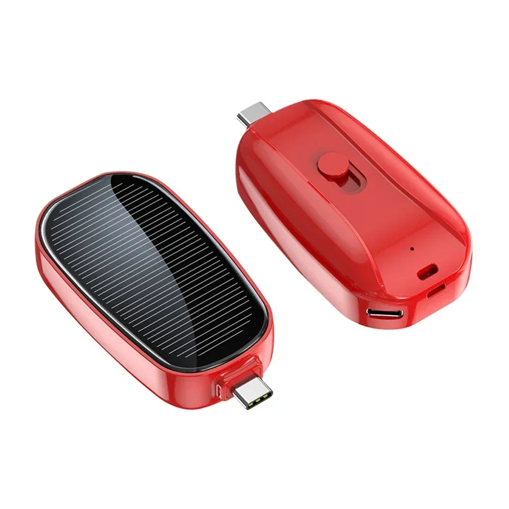 Solar Mini Power Bank Porte-clés Chargeur portable Camping en plein air Batterie externe Puissance d’urgence 1200mah Powerbank pour Xiaomi
