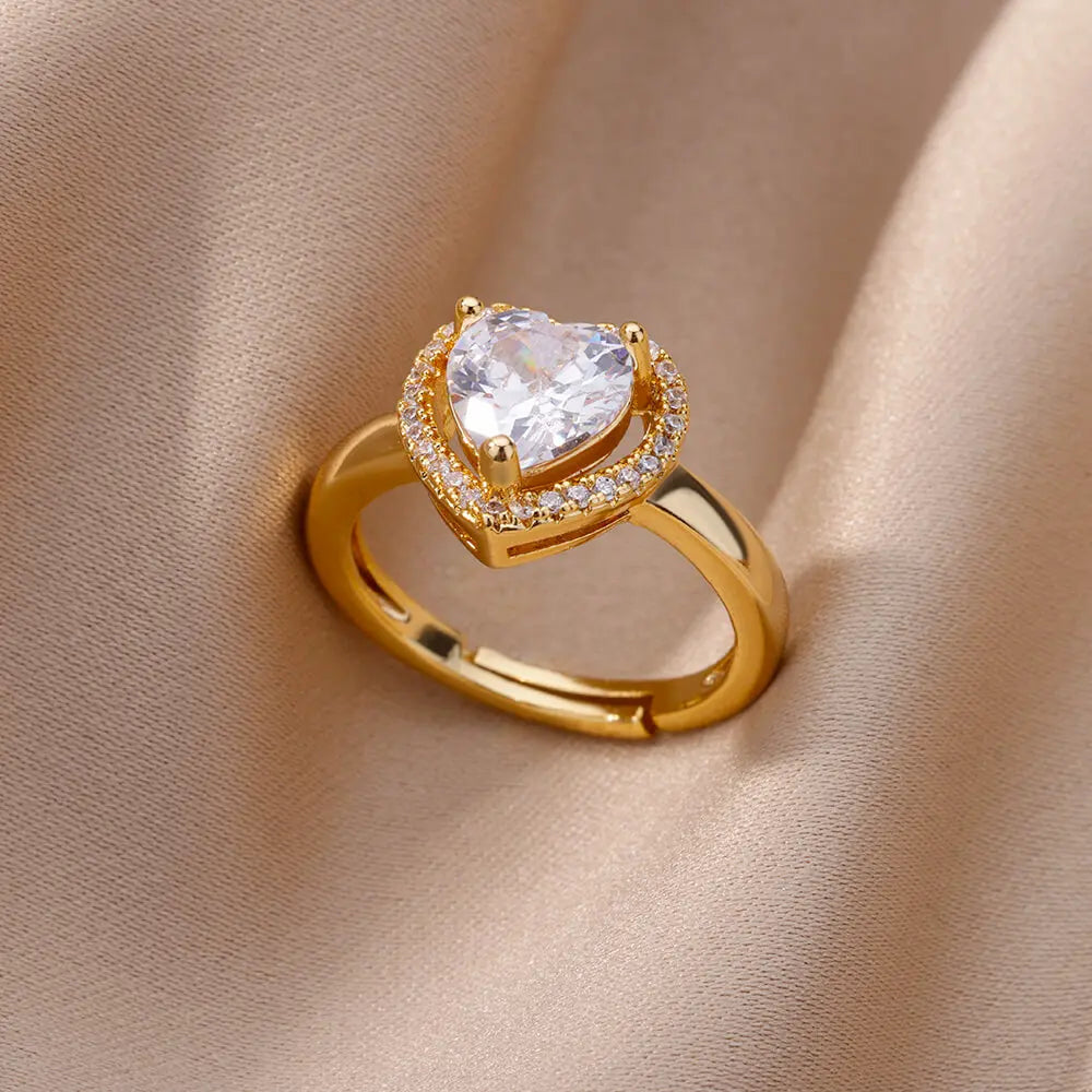 Bague Ouverte Femme en Acier Inoxydable Doré – Design Croix avec Zircon | Bijou Esthétique & Tendance – Idée Cadeau Mode