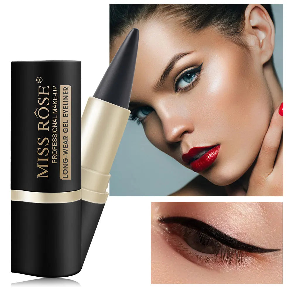 Eyeliner imperméable à séchage rapide, mat à extrémité unique noir solide.