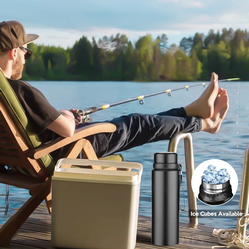 Bouteille thermos en acier inoxydable 1L, garde vos boissons chaudes ou froides – idéale pour eau, thé, café, avec flacon à vide performant.