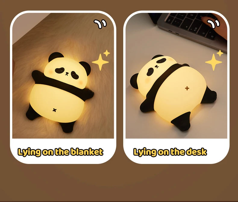 USB Rechargeable LED Veilleuse Mignon Dessin Animé Panda Silicone Lampe Timing Fonction Bureau Chevet Décor Enfants Veilleuse Cadeau