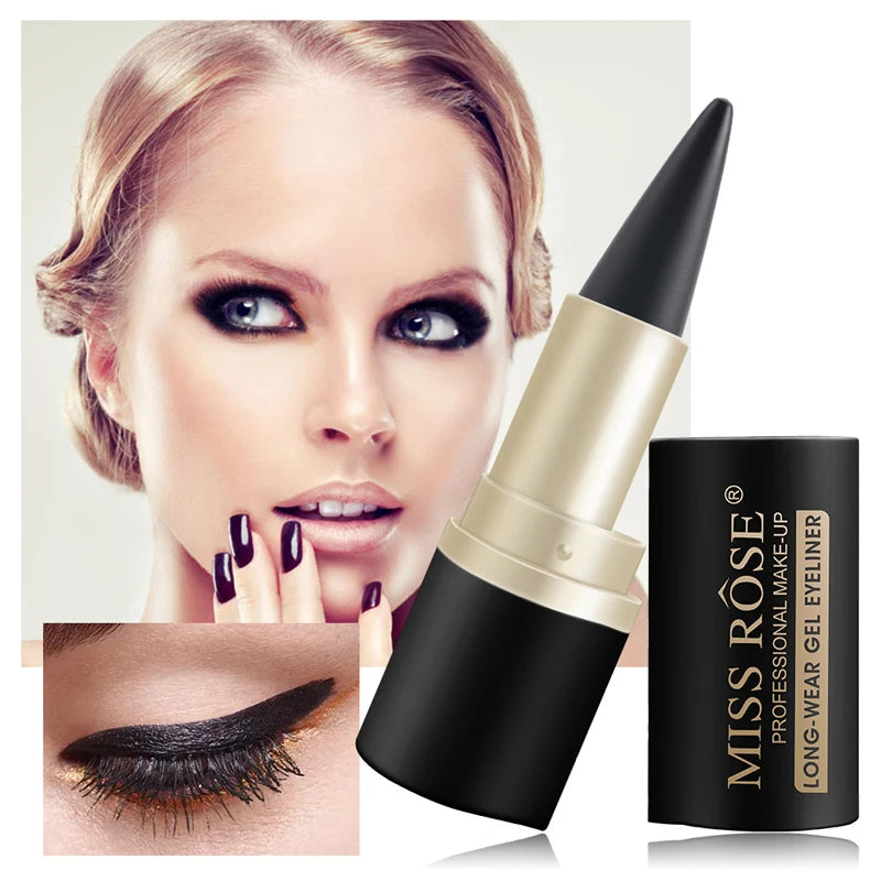 Eyeliner imperméable à séchage rapide, mat à extrémité unique noir solide.