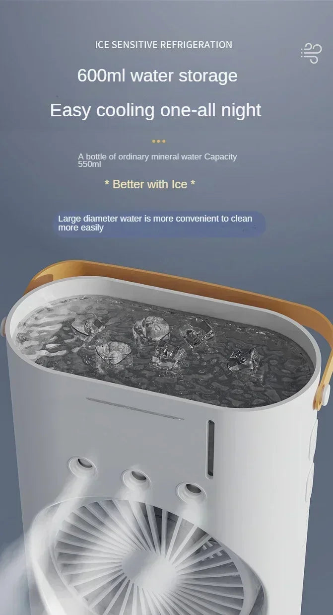 Nouveau ventilateur de climatisation par pulvérisation, portable, électrique avec lumière