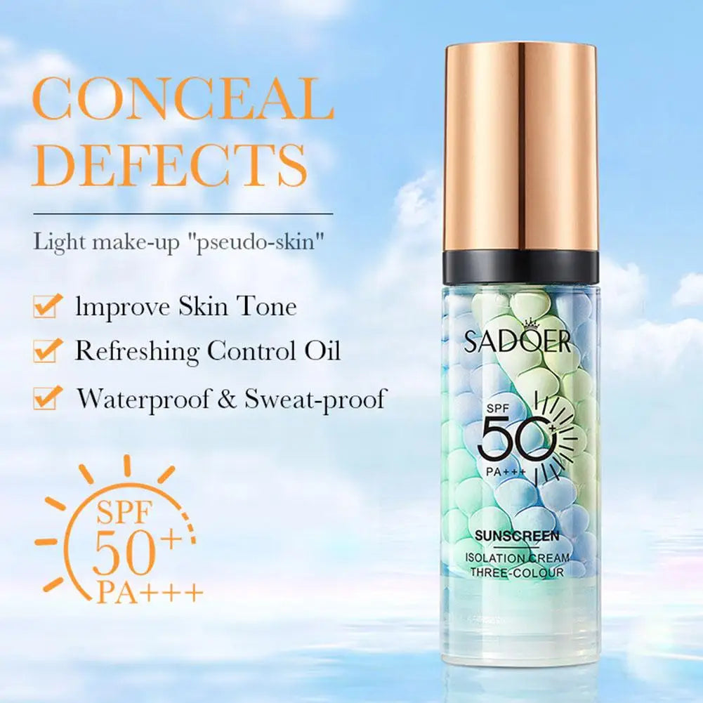 Apprêt de maquillage pour le visage Crème tricolore Contour Isolation des couleurs.