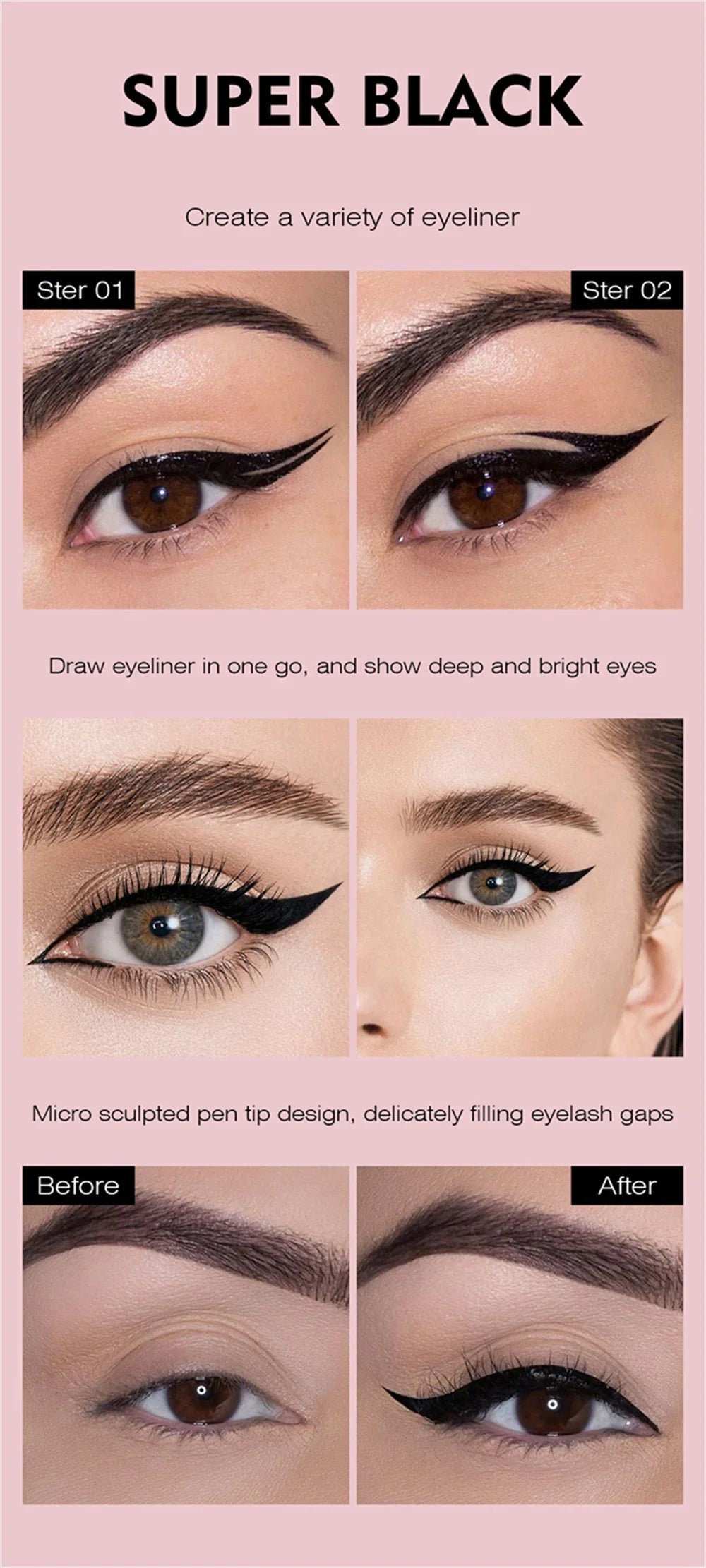 Stylo Eyeliner liquide noir imperméable Ultra-fin Anti-Smudge Durant Lisse Lying Silkworm Eyes Liner Pencils Eye Makeup Tools
