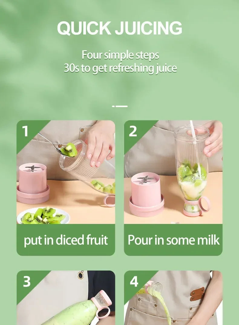 Presse-agrumes électrique Tasse 6 lames Mélangeur Milkshake Machine USB Portable Fruit Milk Mixing Tool Mini Fresh Juice Blender