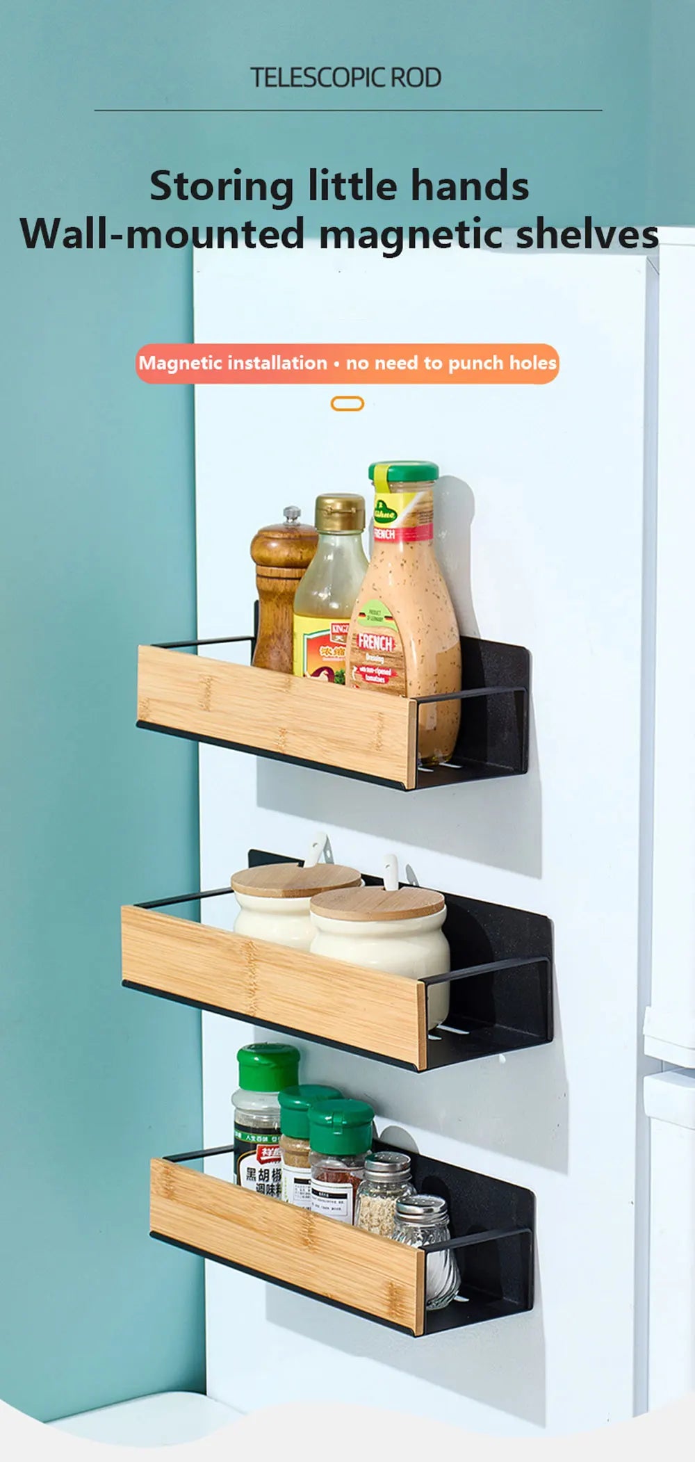Étagère à Épices Magnétique pour Réfrigérateur – Rangement Latéral Sans Perçage | Organisateur.