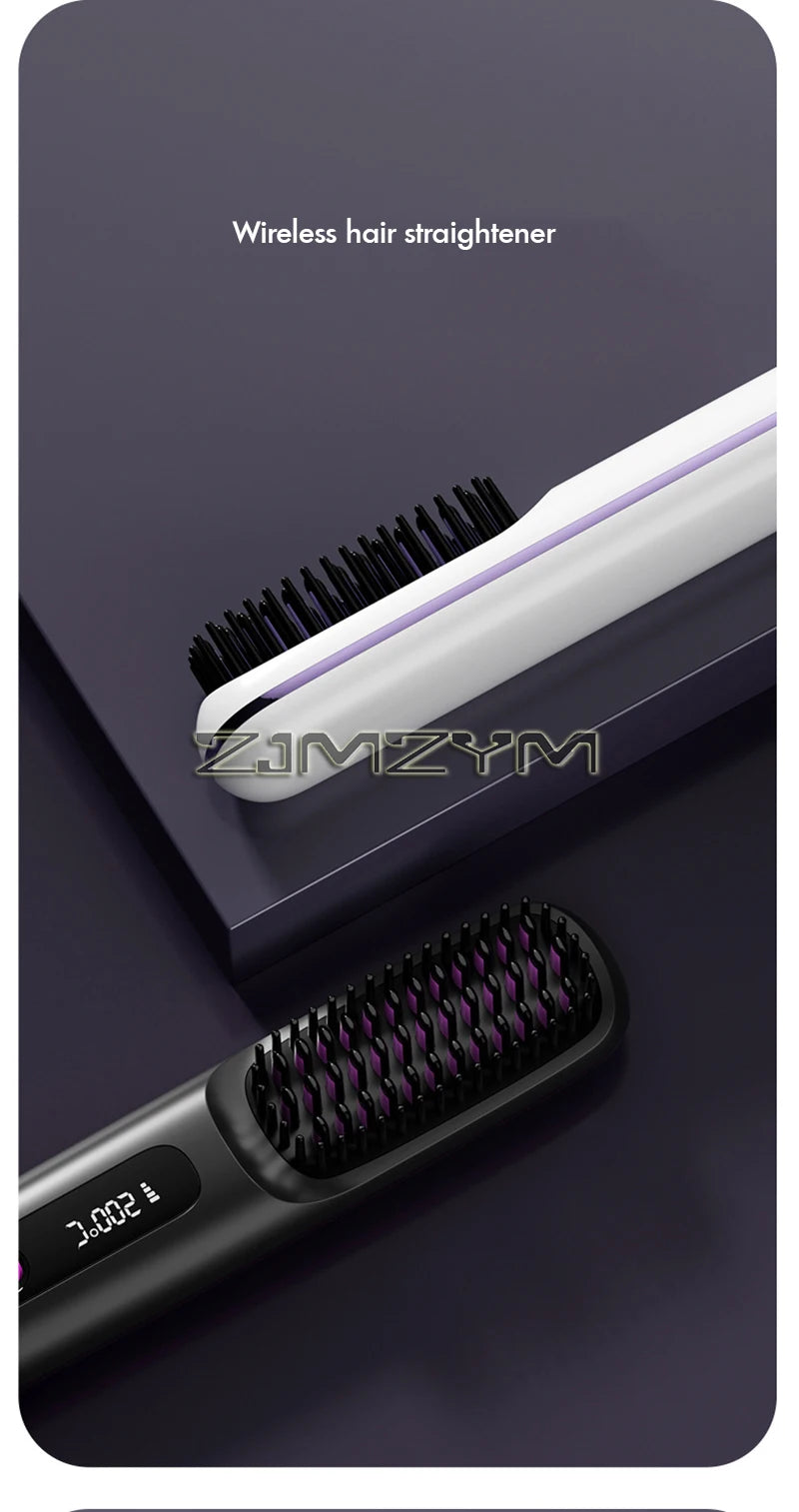 Lisseur à cheveux sans fil Lisseur à cheveux plats portable avec écran LCD Affichage numérique Outil de coiffure pour cheveux raides et bouclés