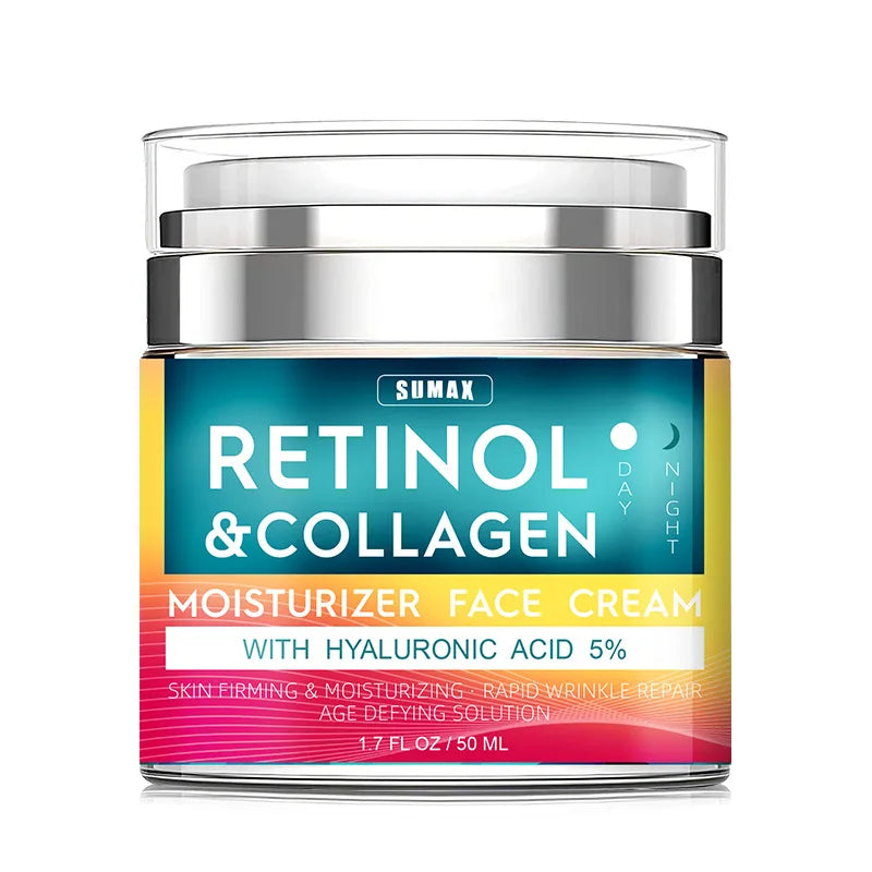 Rétinol Crème pour le visage anti-âge Hydratant Dérivant Collagène Crèmes à l’acide hyaluronique Soins de la peau 50ML