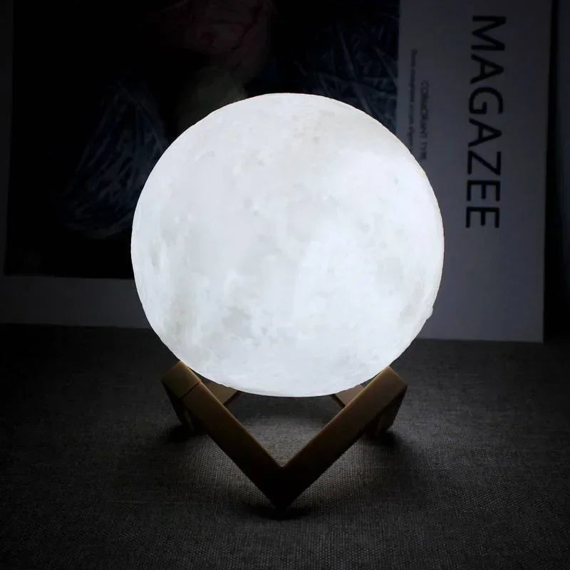 8CM LED Veilleuse 3D Print Moon Lamp Bedroom Decor MoonLight for Kids Gifts Decorations Creative Bedside Atmosphere Lighting