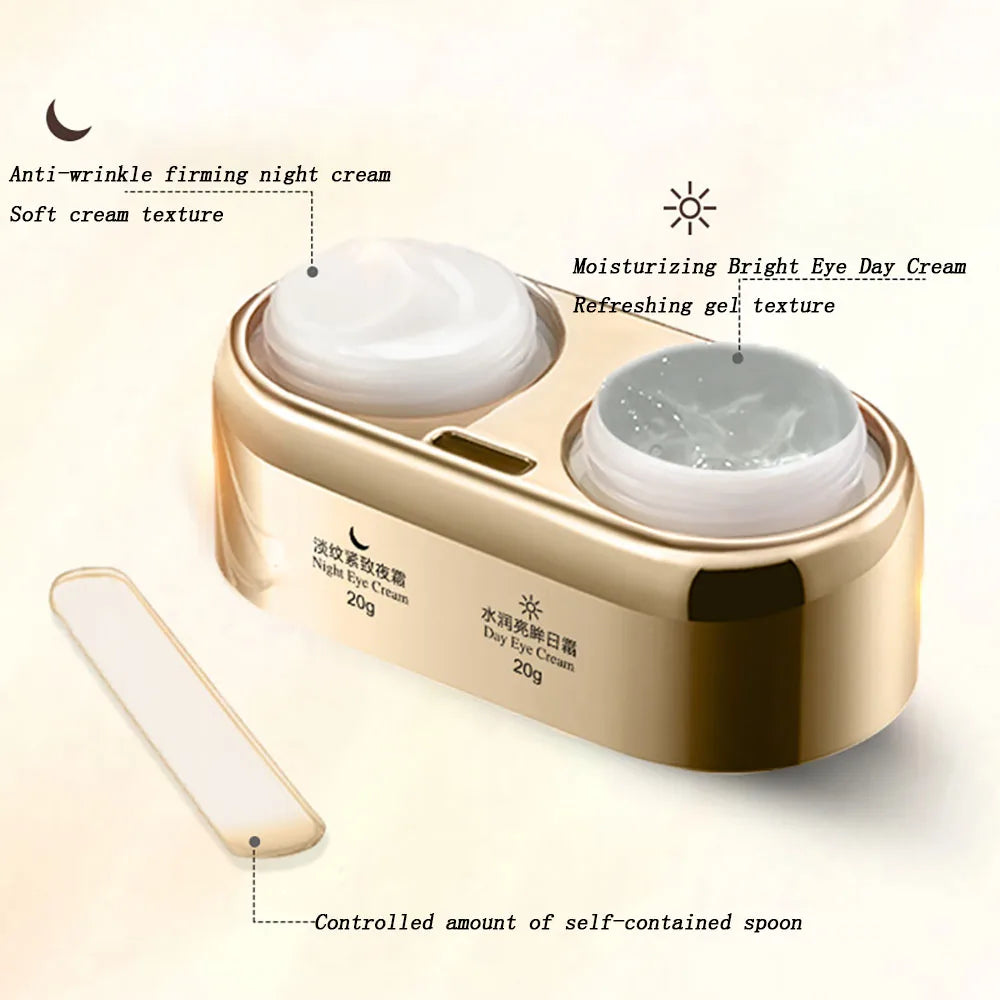 40g Crème de jour pour les yeux Crème pour les yeux de nuit Double soin de la peau Réduire les cernes Resserre le contour des yeux Anti-rides Gonflures des yeux Soins des yeux