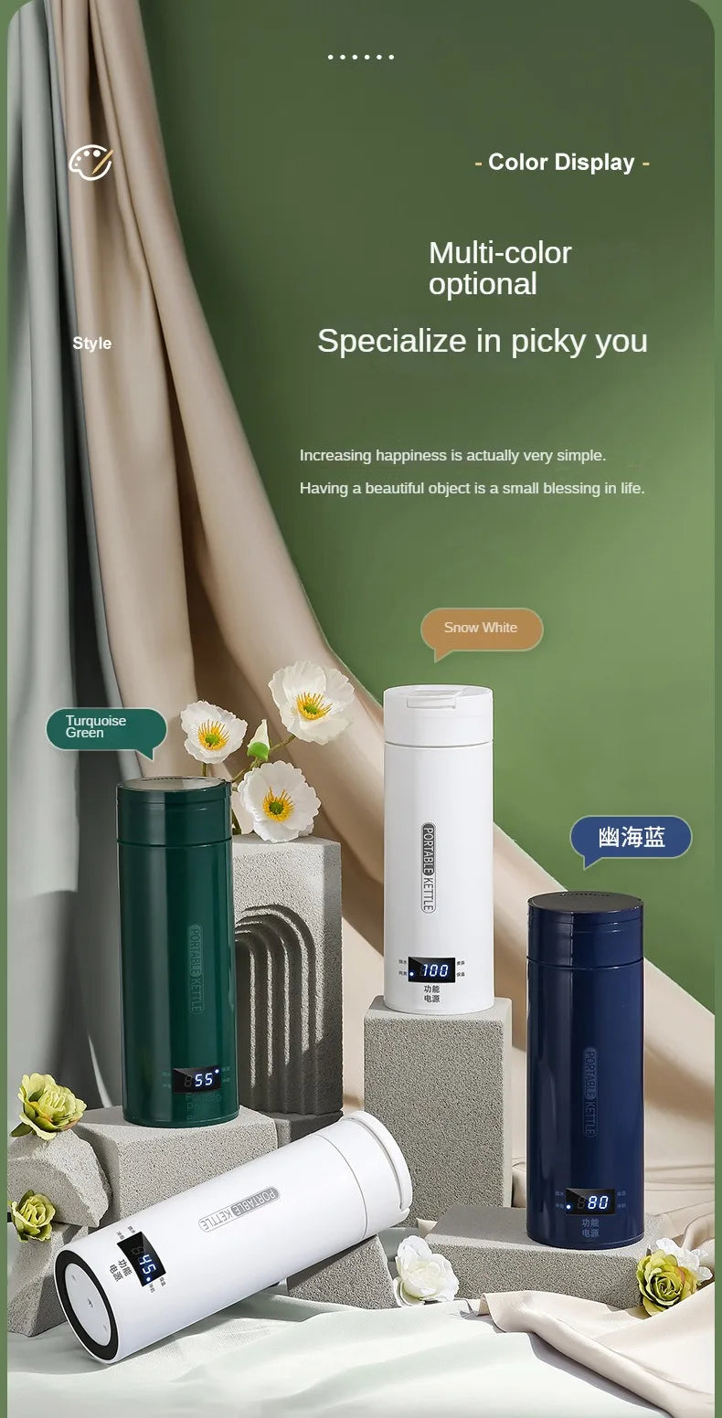 Bouilloire électrique de voyage 500ML Eau à ébullition rapide Chauffe-lait portable pour bébé Bouilloire thermo en acier inoxydable 304