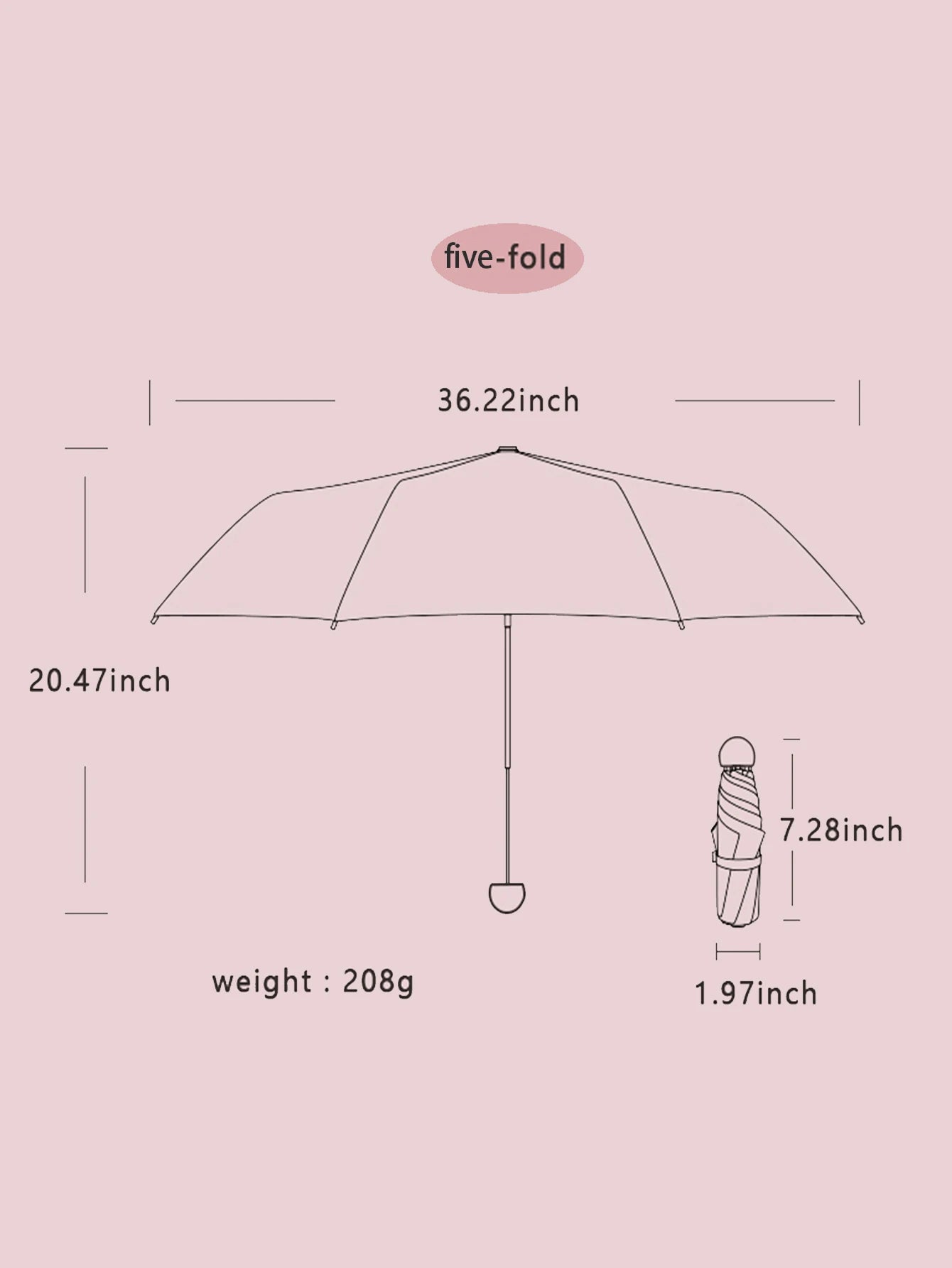 Parapluie de voyage Compact Léger Portable Automatique Solide Imperméable Parapluies pliants avec 6 côtes renforcées Fermeture automatique
