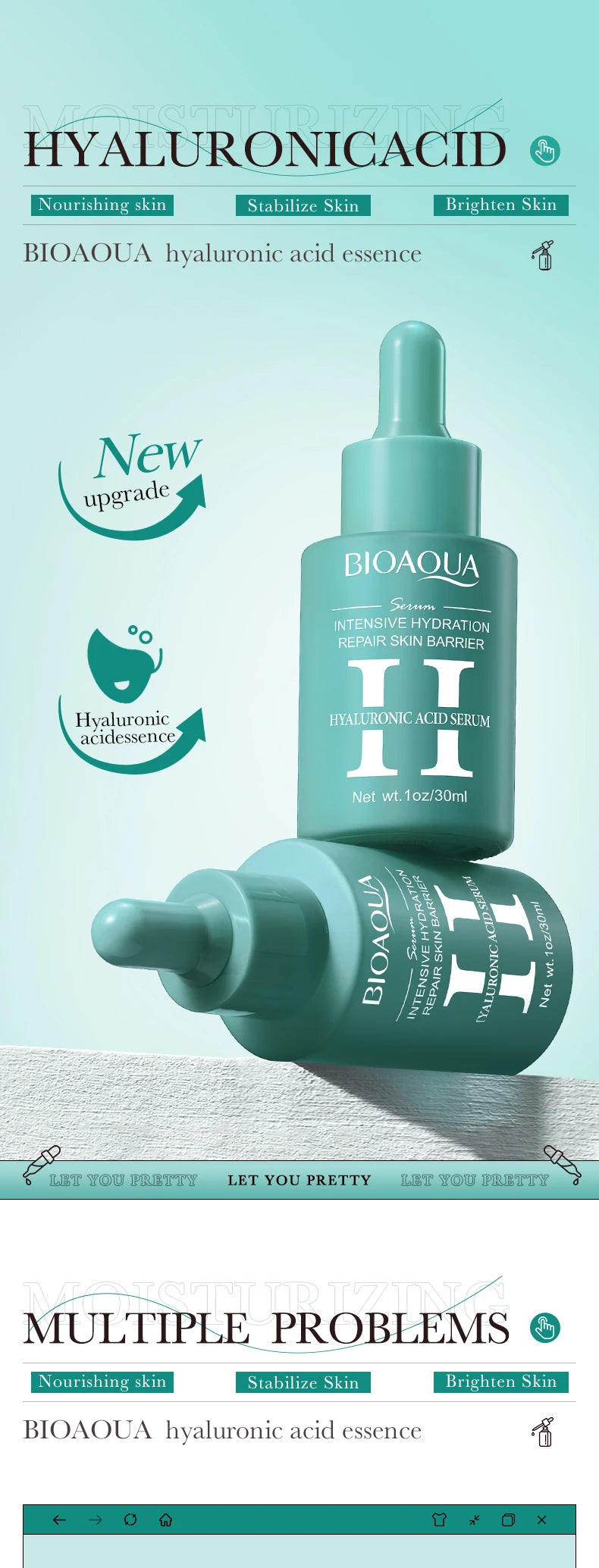 BIOAQUA – Sérum Visage Concentré à la Vitamine C, Rétinol & Acide Hyaluronique, Essence Anti-Âge Éclaircissante.