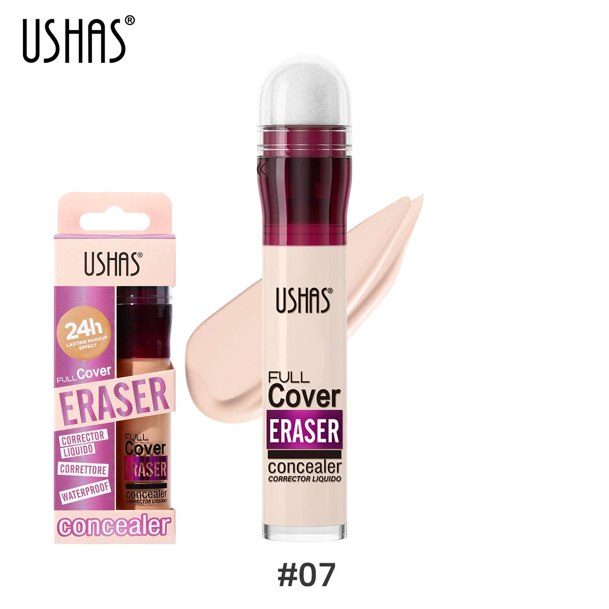 USHAS 12 couleurs tête d'éponge rotative fond de teint liquide anti-correcteur longue durée liquide n'enlève pas le maquillage correcteur imperméable