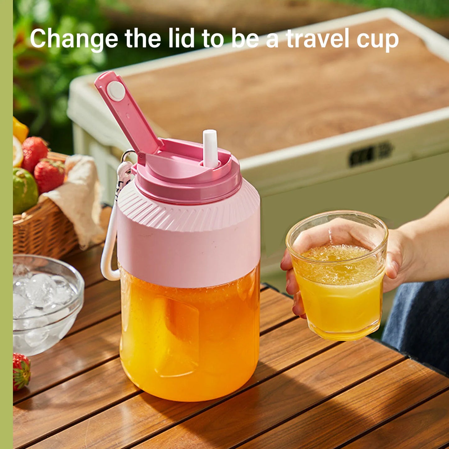 Mélangeur portable 1L Double couvercle Utilisation efficace Poignée pratique Mélangeur sans fil rechargeable pour la gym et voyage en plein air