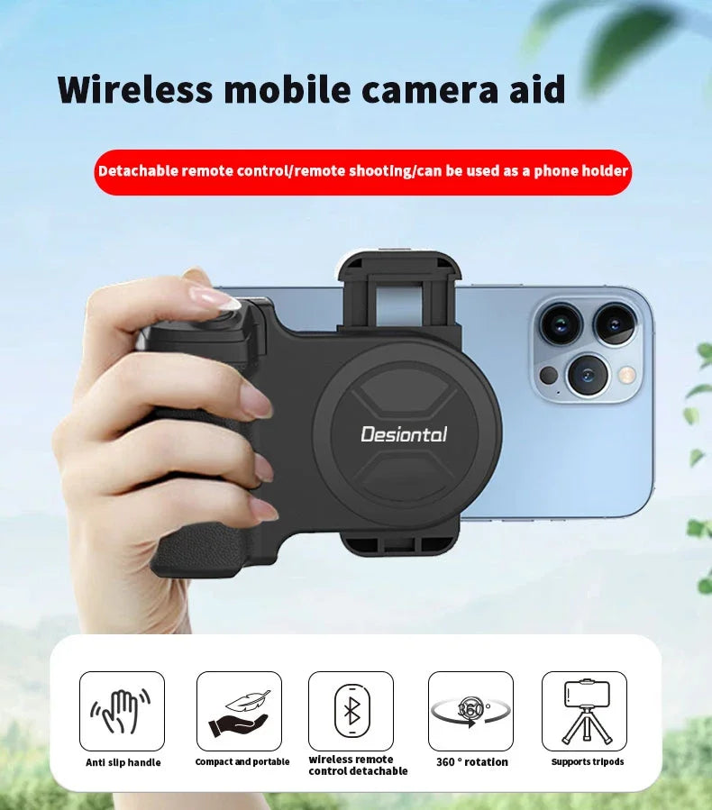 Smartphone Selfie Handle Phone Camera Snap Grip avec télécommande d’obturateur détachable pour iPhone 16/15/14 Vlog Video Shoot Accessoire