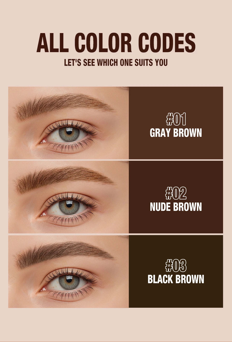 Gel de teinture pour sourcils 3 couleurs, imperméable, longue tenue, naturel, amovible, sans bavures, tatouage, maquillage.