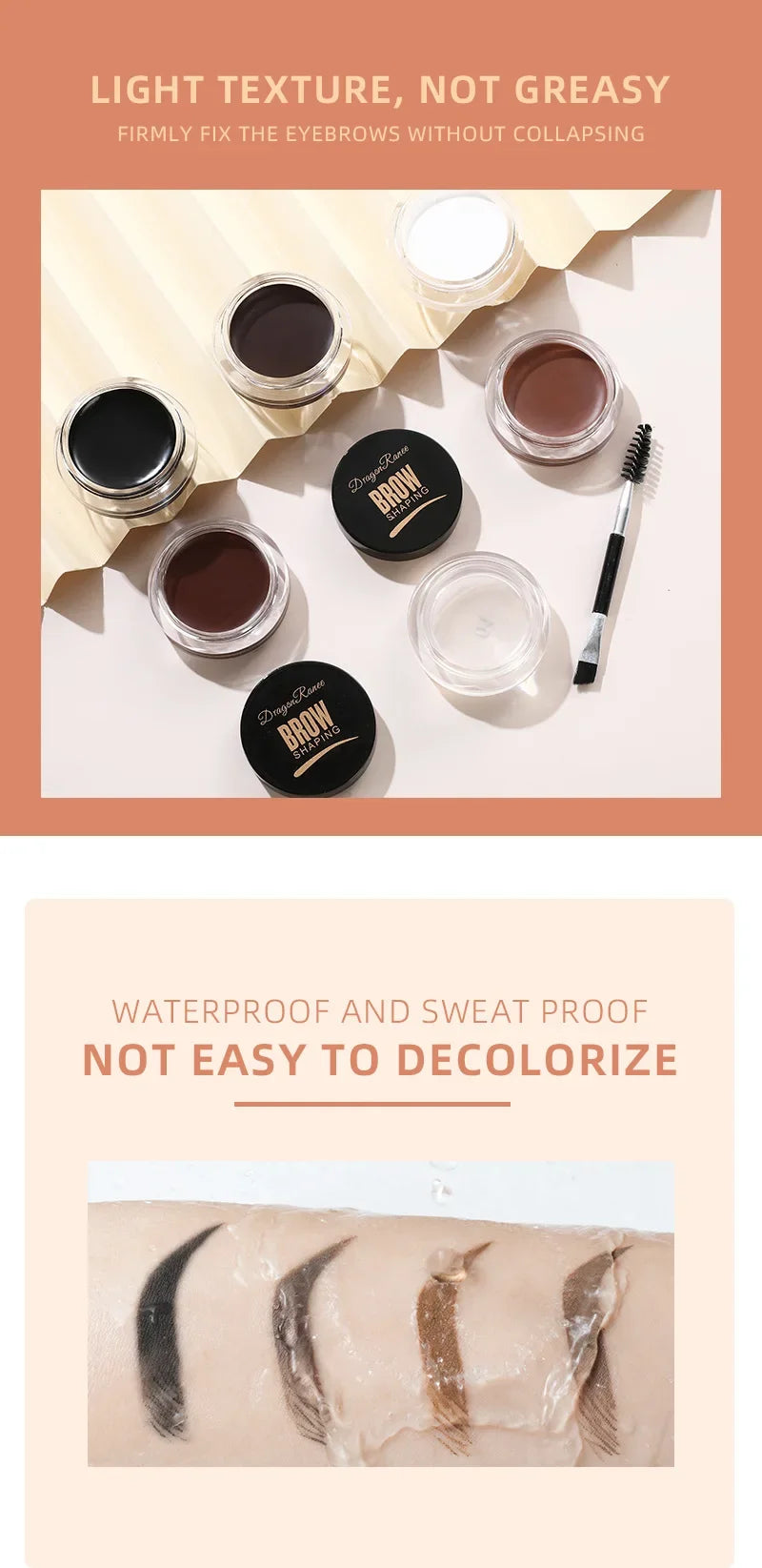 Crème pour sourcils noir brun mat 3D Teinte naturelle.
