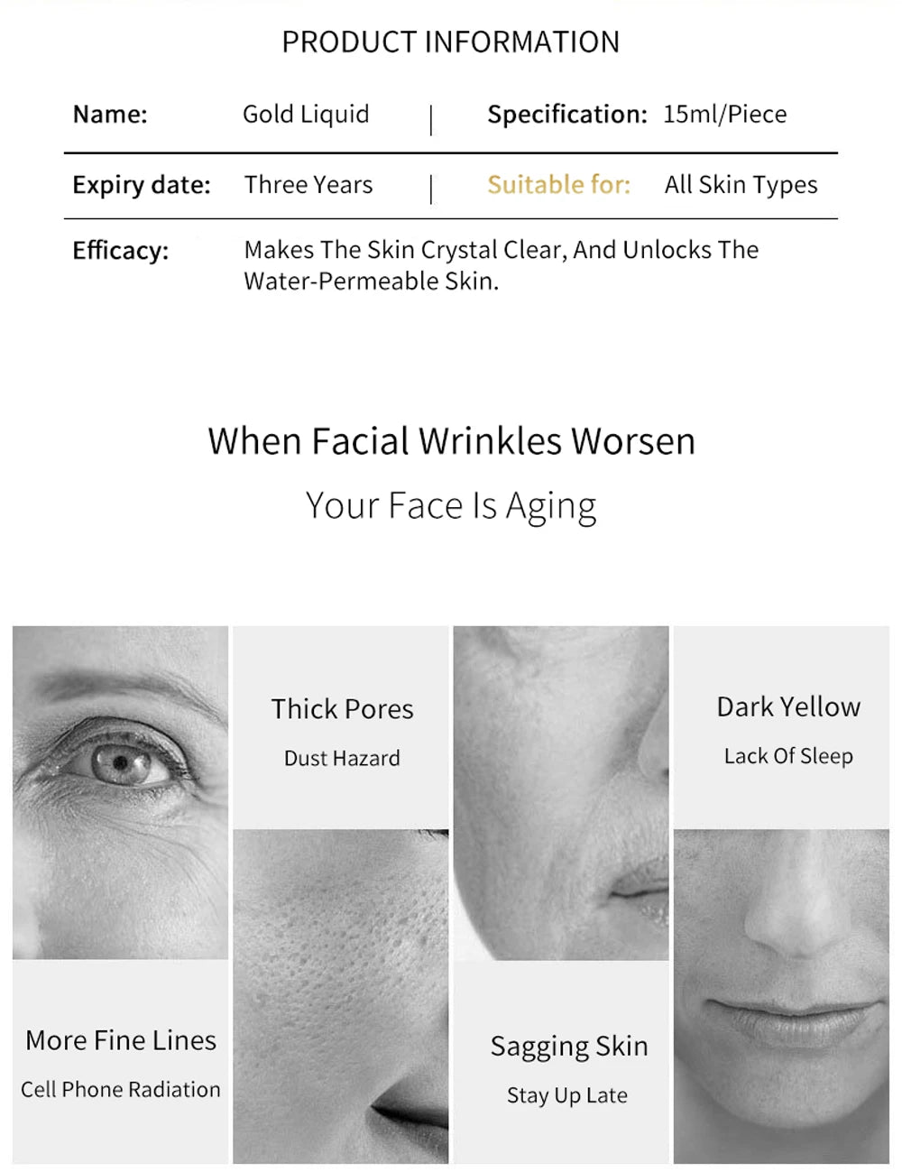 Fils solubles pour le lifting du visage, collagène, essence faciale et raffermissement de la peau