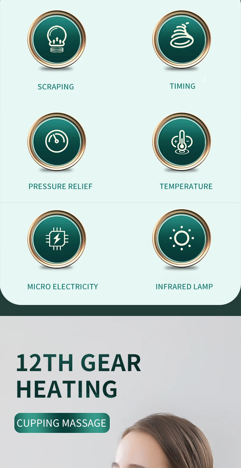 Masseur de Ventouses Électrique Thérapie Infrarouge • Aspiration par Vide • Anti-Cellulite • Massage Gua Sha