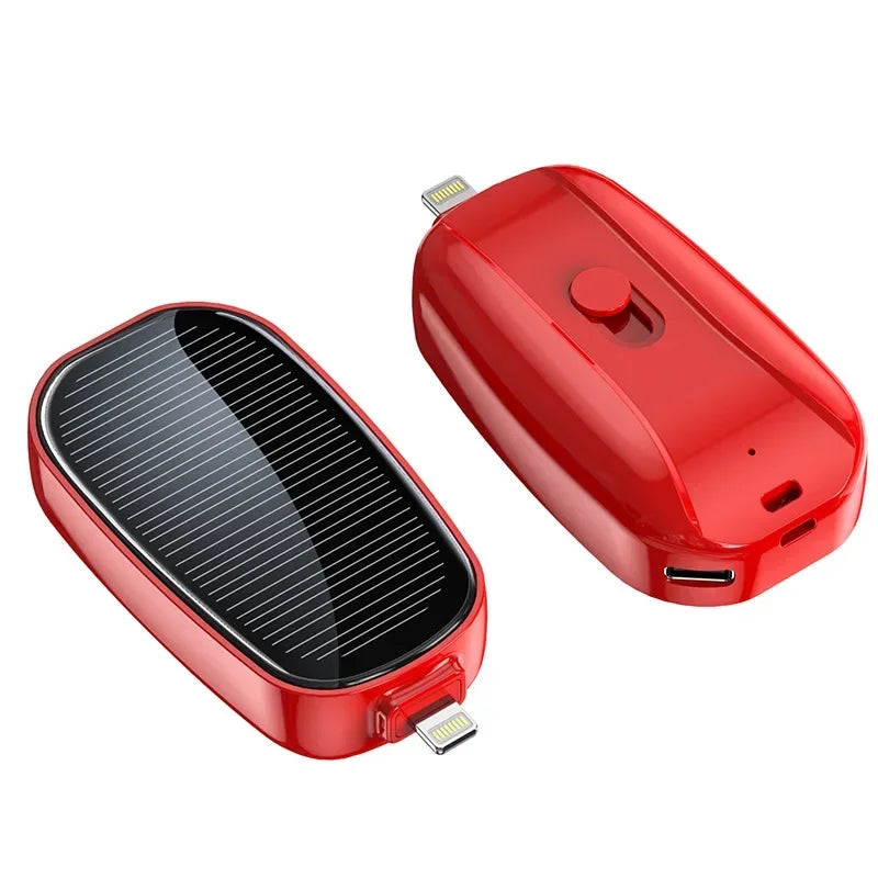 Solar Mini Power Bank Porte-clés Chargeur portable Camping en plein air Batterie externe Puissance d’urgence 1200mah Powerbank pour Xiaomi