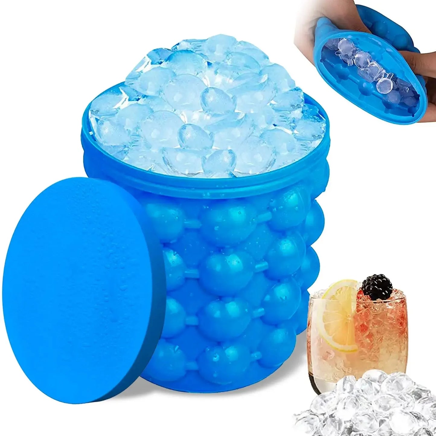 Moule À Glaçons en Silicone (2-En-1) Circulaire Portable.