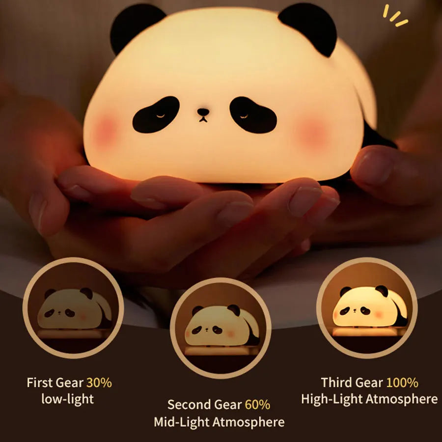 USB Rechargeable LED Veilleuse Mignon Dessin Animé Panda Silicone Lampe Timing Fonction Bureau Chevet Décor Enfants Veilleuse Cadeau