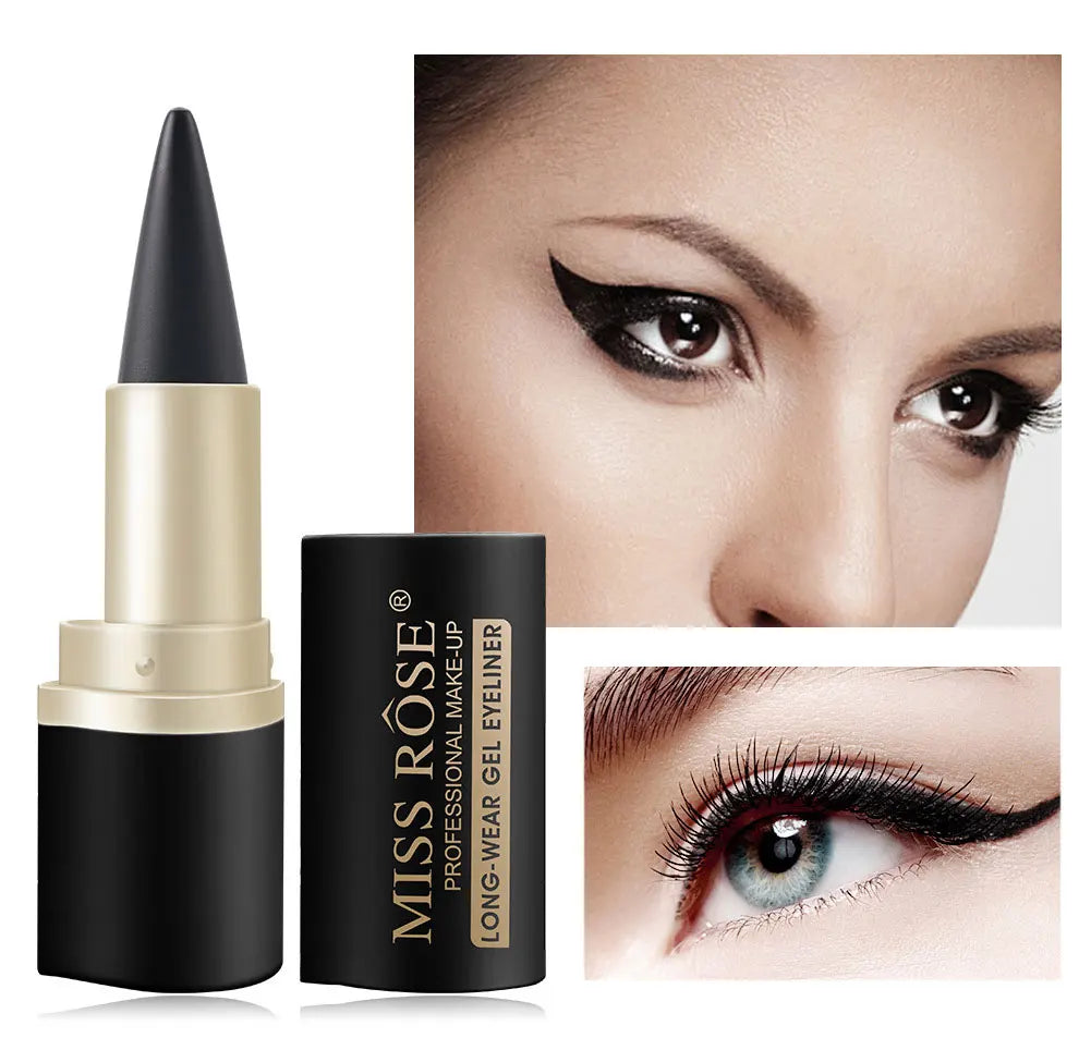 Eyeliner imperméable à séchage rapide, mat à extrémité unique noir solide.