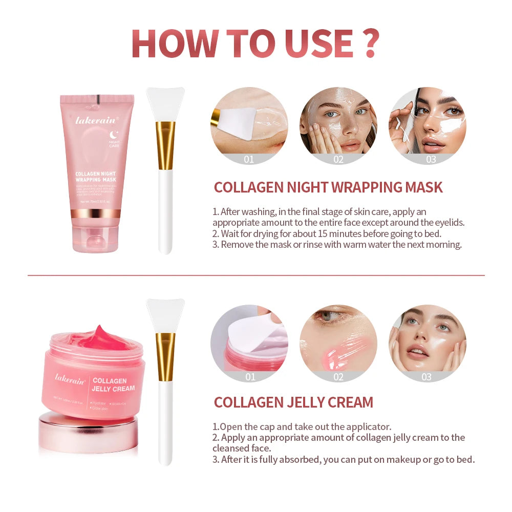 Crème de collagène Masque facial de nuit au collagène hydrolysé.