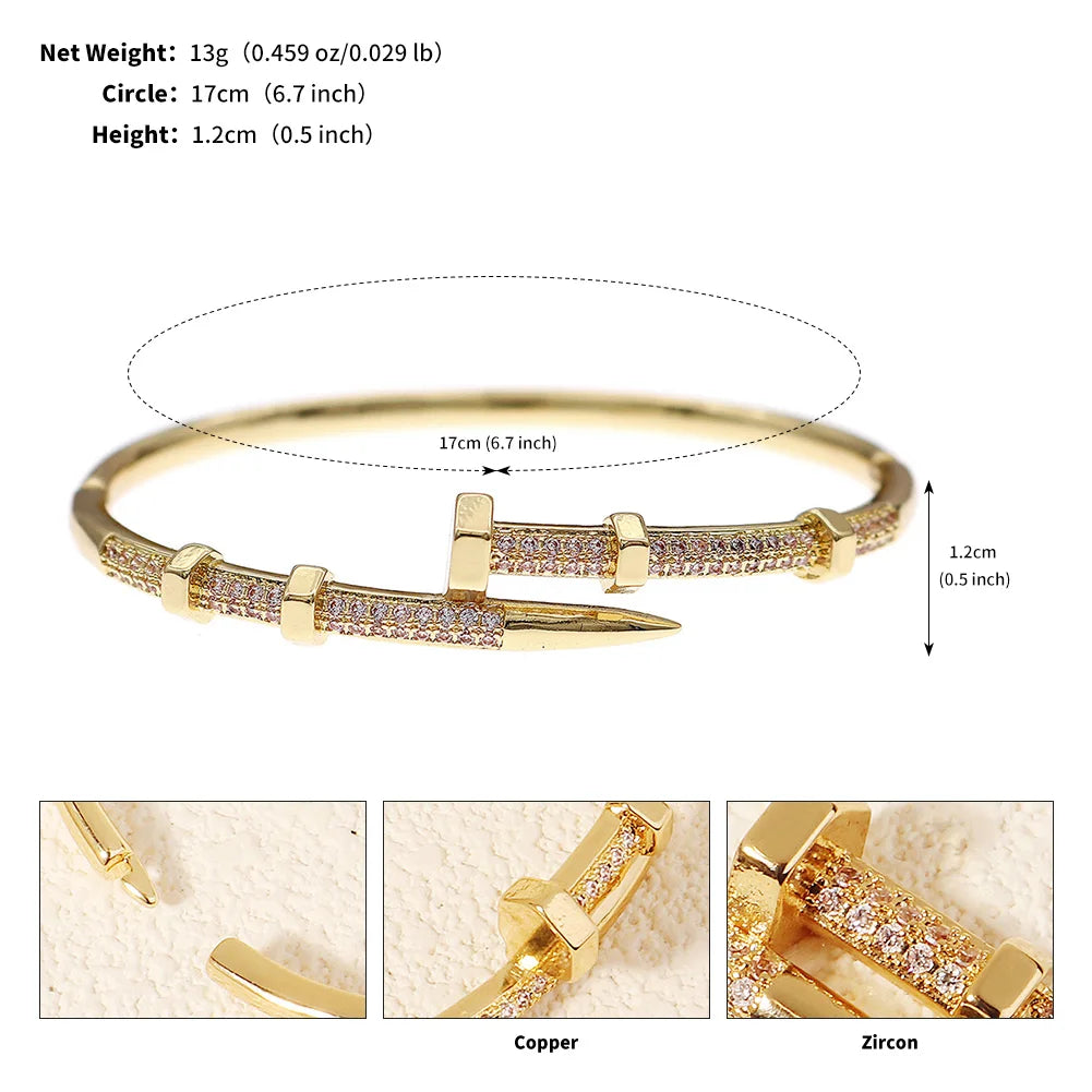 Bracelet Classique en Acier Inoxydable – Zircon Scintillant pour Femme