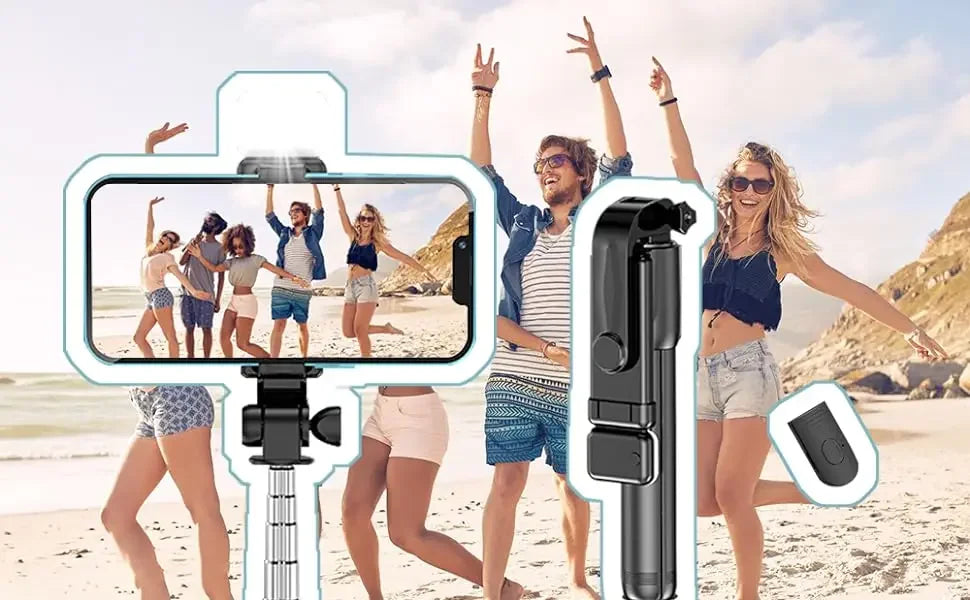Trépied extensible Selfie Stick Trépied téléphonique avec selfies de groupe/diffusion en direct/enregistrement vidéo compatible avec tous les téléphones portables