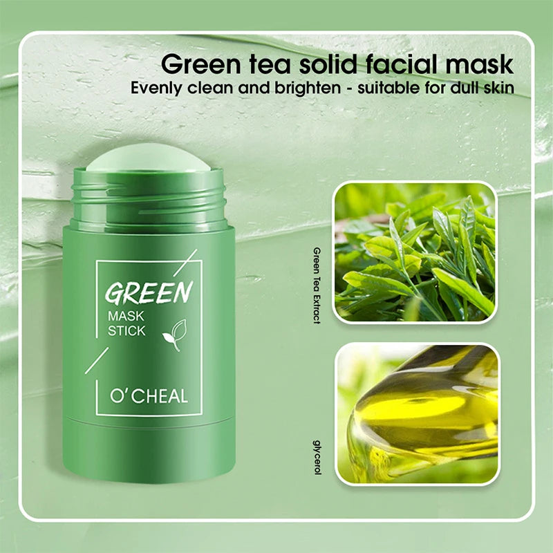 Masque facial solide Stick Thé vert Miel Pêche Nettoyage des pores Hydratant Long charbon de bois Aubergine Film de boue